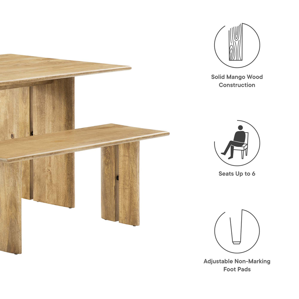 Amistad 60" Wood Dining Table and Bench Set - Oak