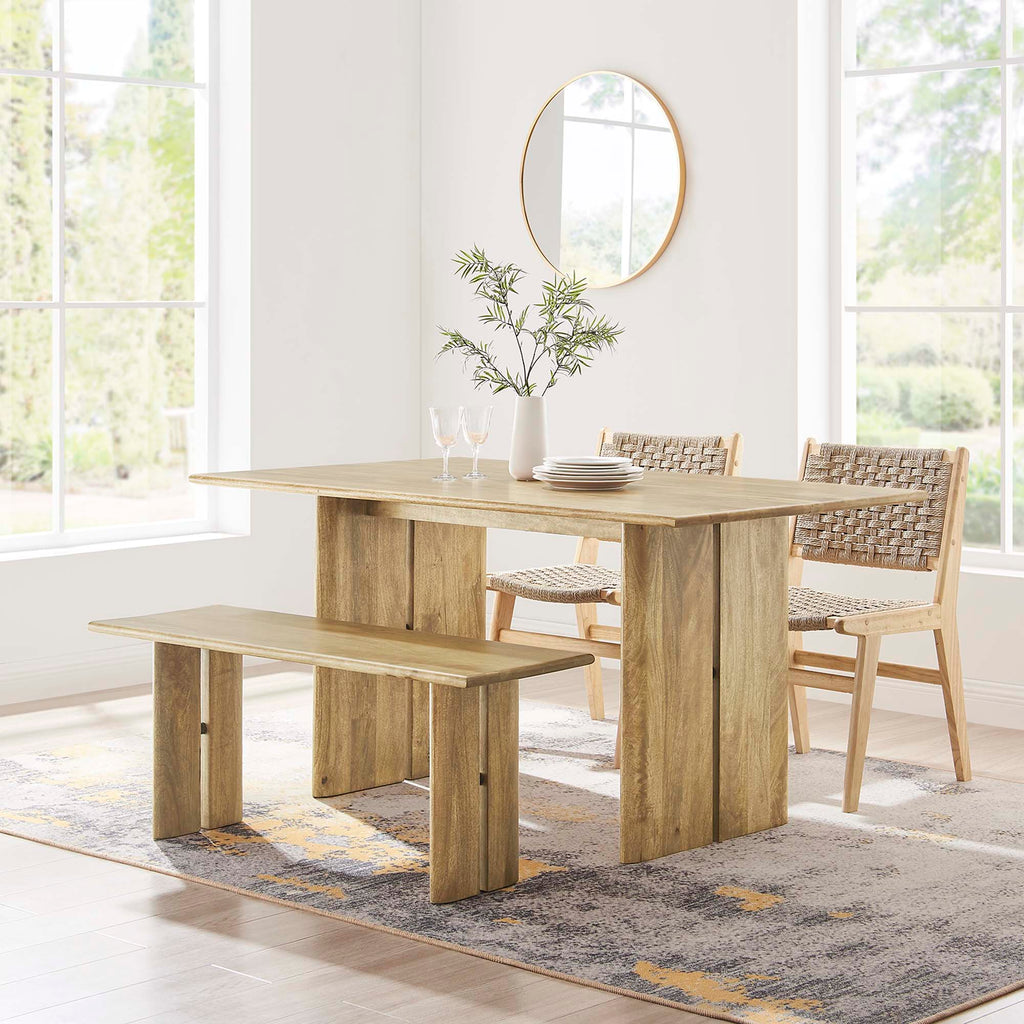 Amistad 60" Wood Dining Table and Bench Set - Oak