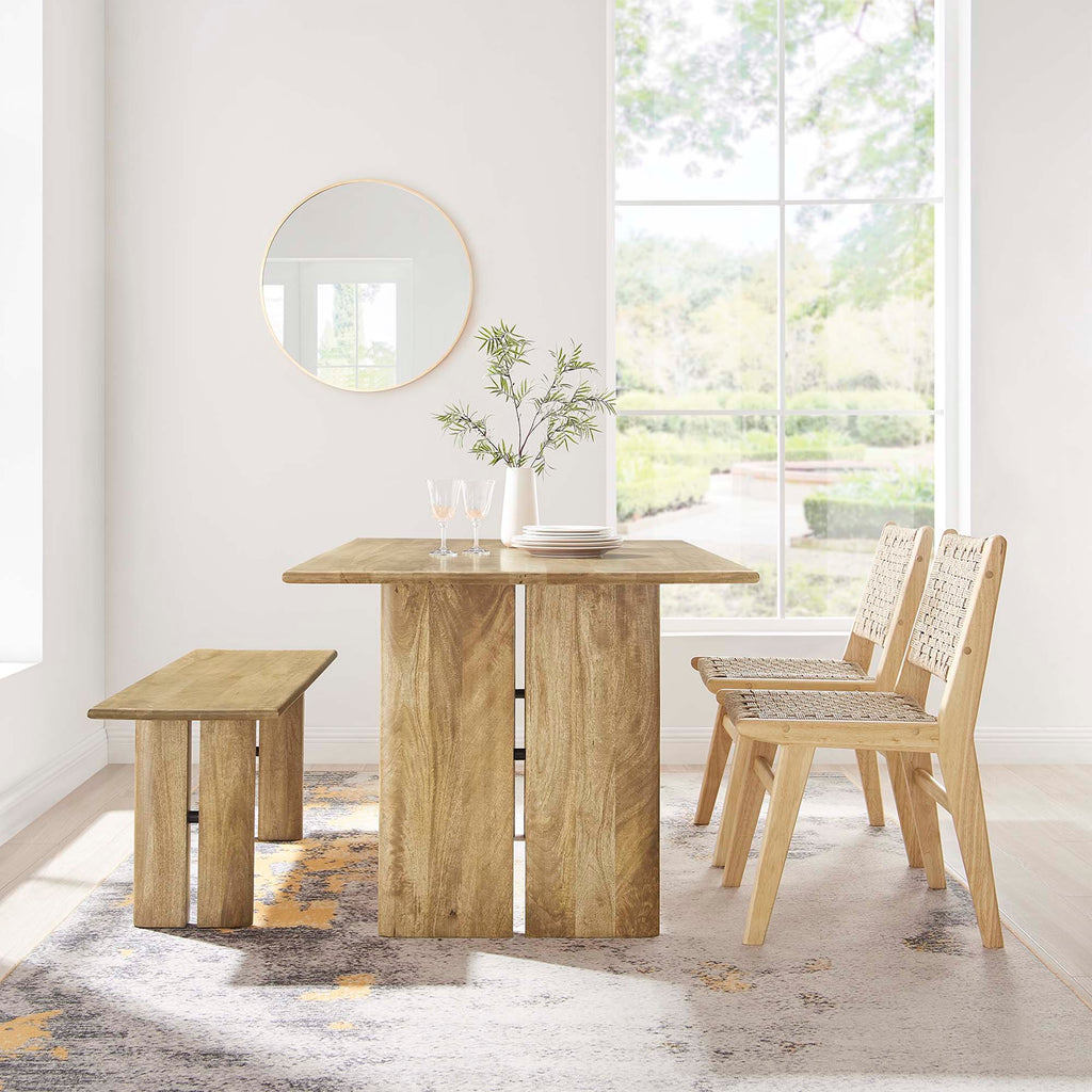 Amistad 60" Wood Dining Table and Bench Set - Oak