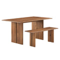 Amistad 60" Wood Dining Table and Bench Set - Walnut