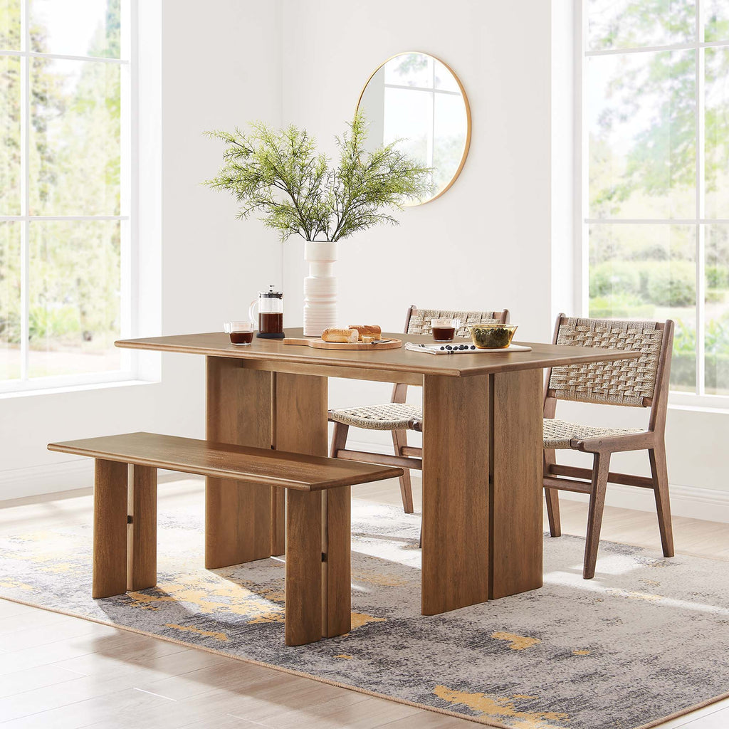 Amistad 60" Wood Dining Table and Bench Set - Walnut