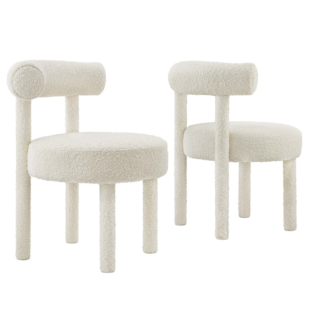 Toulouse Boucle Fabric Dining Chair Set of 2 - Ivory