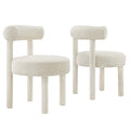 Toulouse Boucle Fabric Dining Chair Set of 2 - Ivory