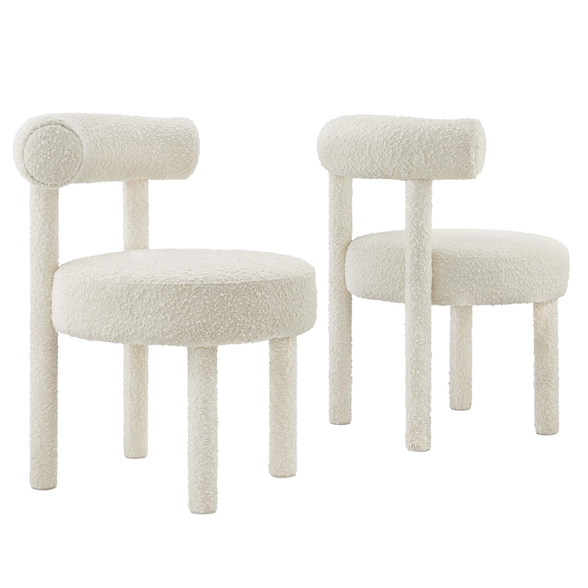 Toulouse Boucle Fabric Dining Chair Set of 2 - Ivory