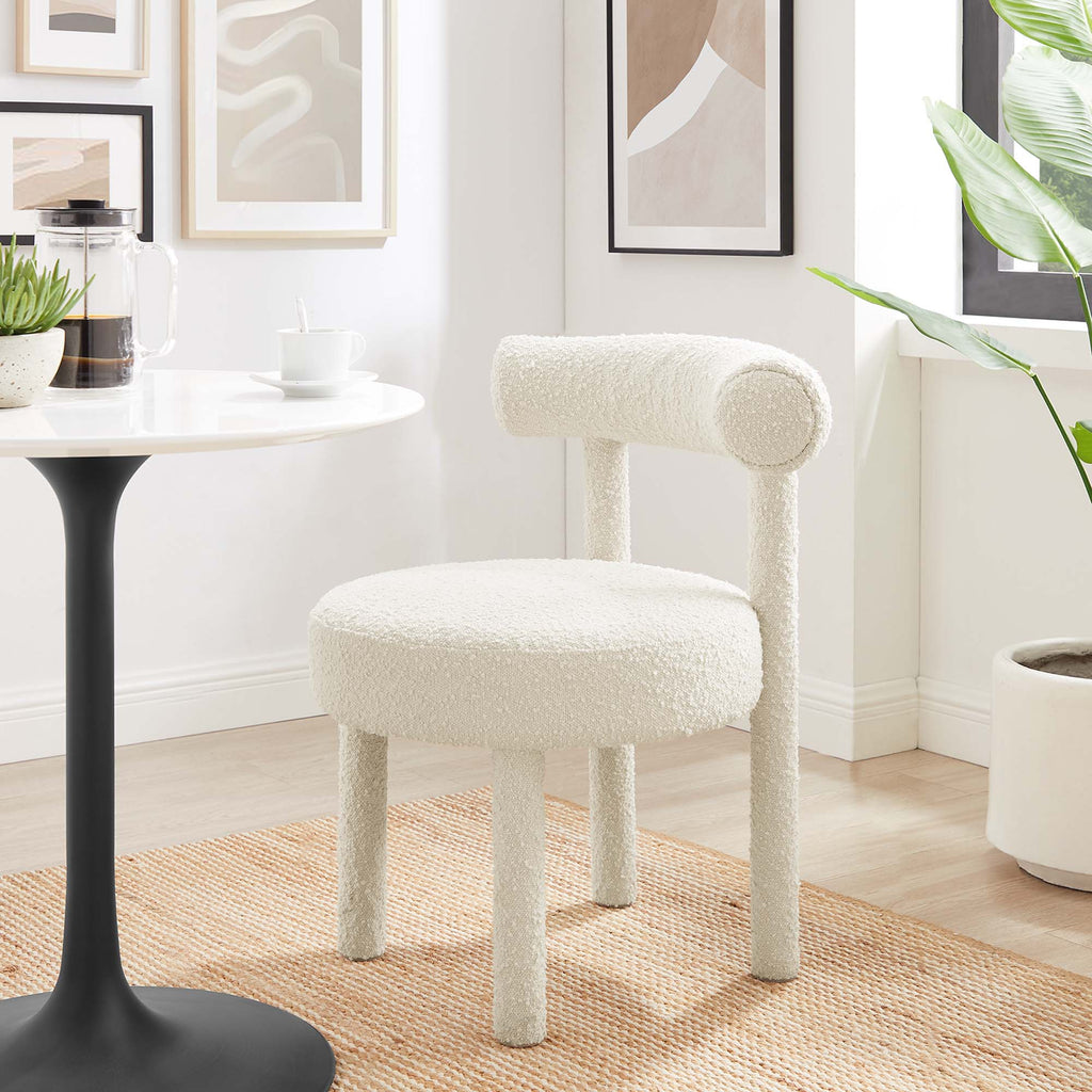 Toulouse Boucle Fabric Dining Chair Set of 2 - Ivory