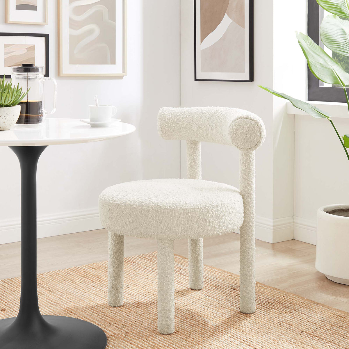 Toulouse Boucle Fabric Dining Chair Set of 2 - Ivory