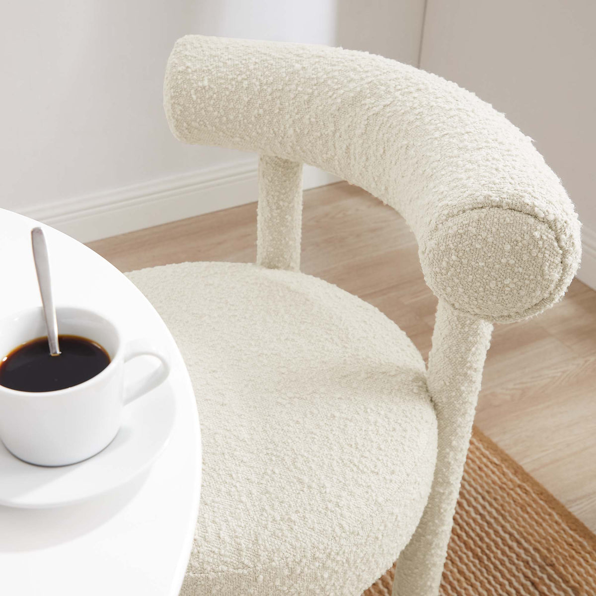 Toulouse Boucle Fabric Dining Chair Set of 2 - Ivory