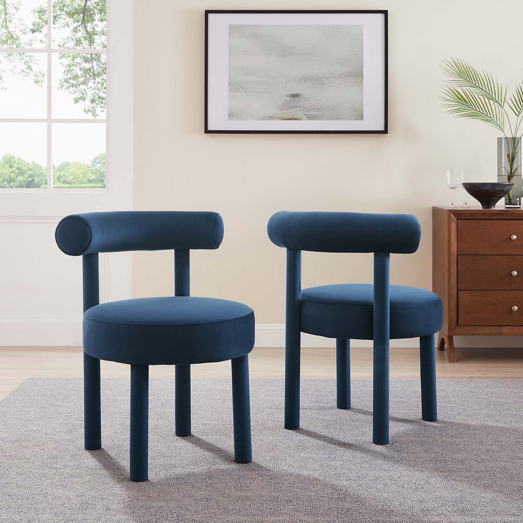 Toulouse Performance Velvet Dining Chair Set of 2 - Midnight Blue