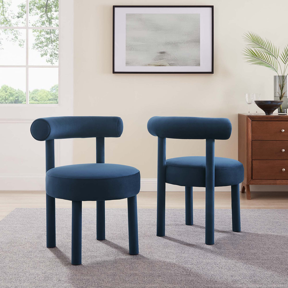 Toulouse Performance Velvet Dining Chair Set of 2 - Midnight Blue