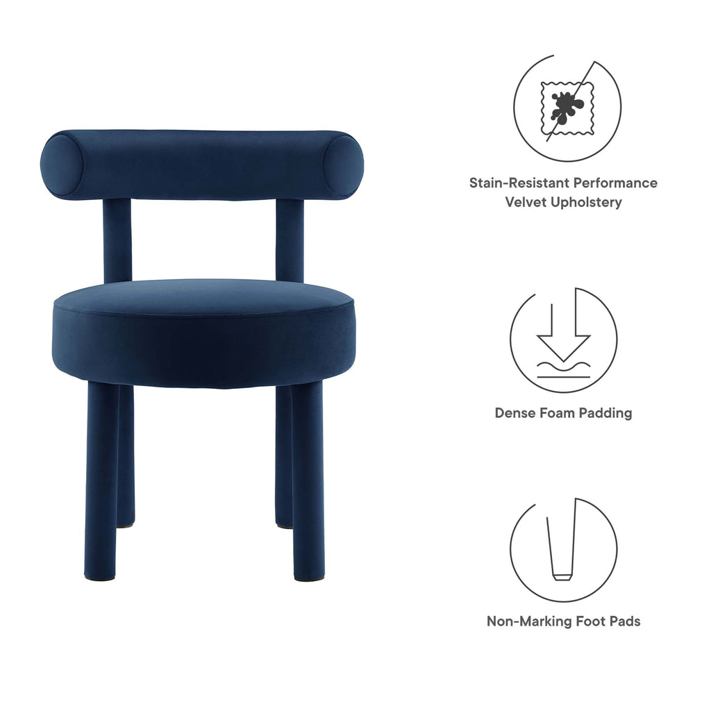 Toulouse Performance Velvet Dining Chair Set of 2 - Midnight Blue