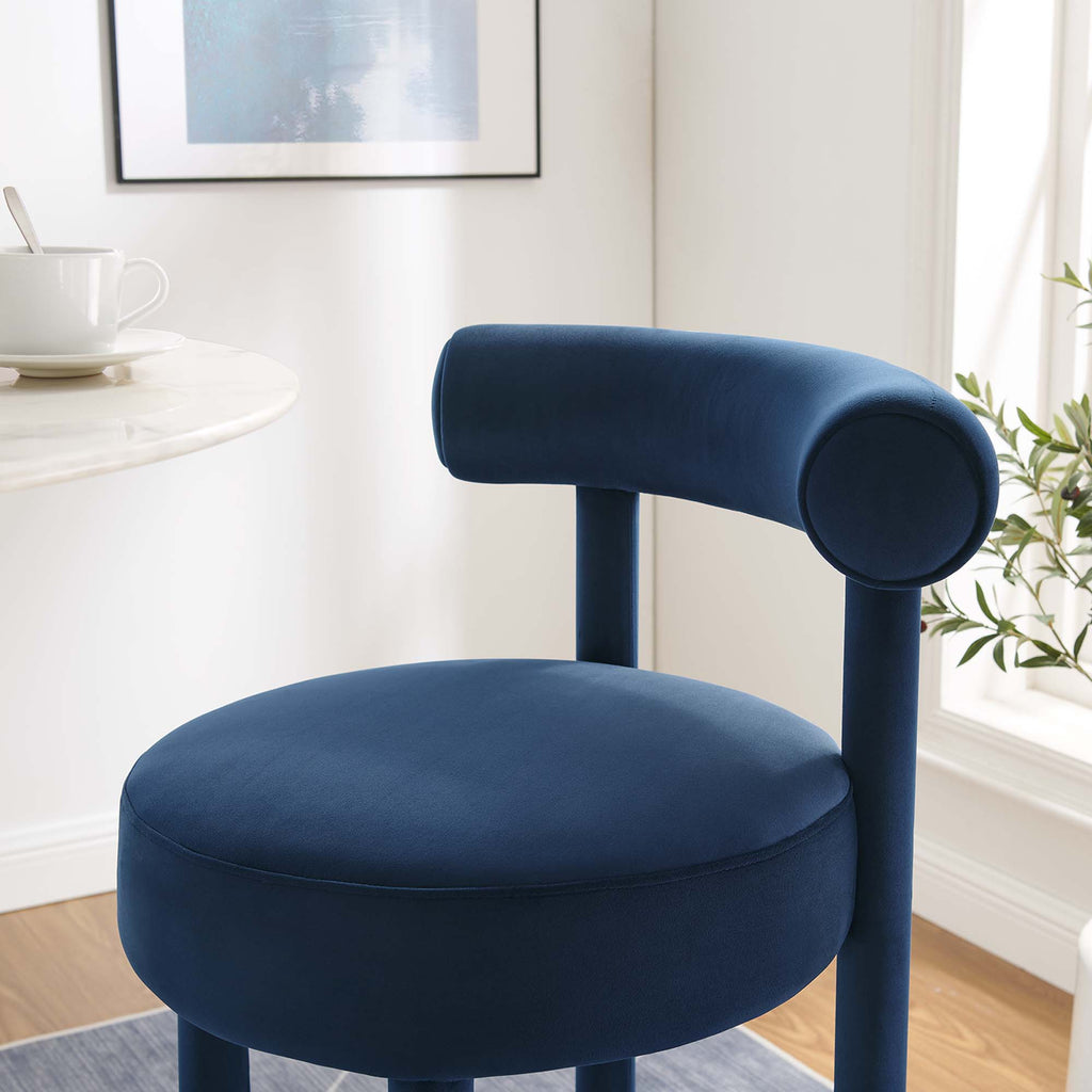 Toulouse Performance Velvet Bar Stool Set of 2 - Midnight Blue Gold