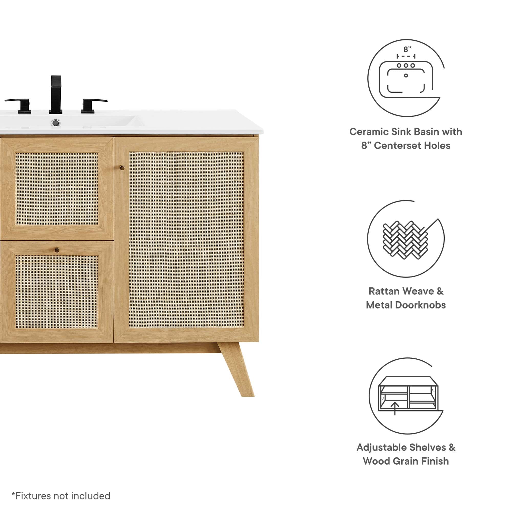 Soma 48" Single Sink Bathroom Vanity - Oak White