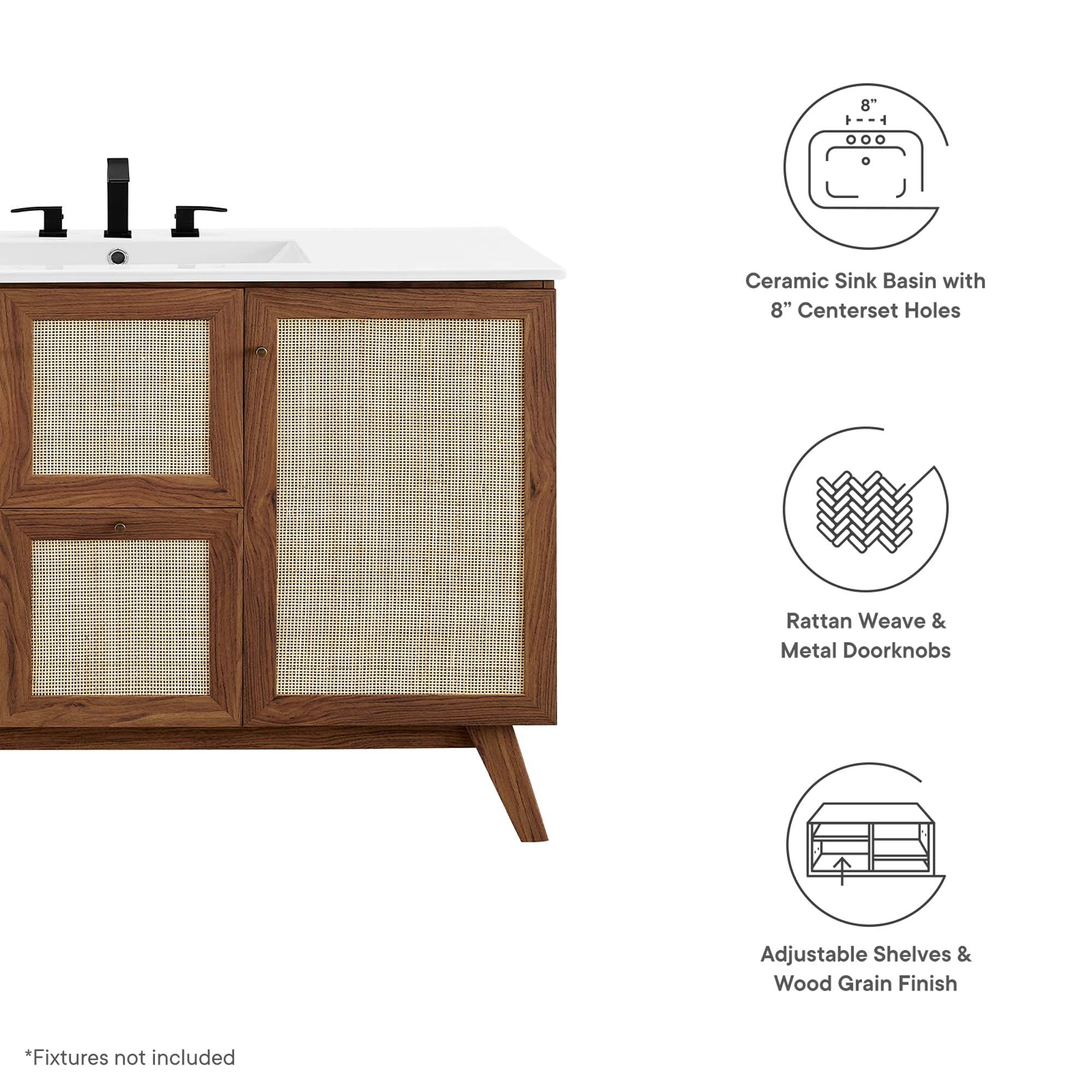 Soma 48" Single Sink Bathroom Vanity - Walnut White