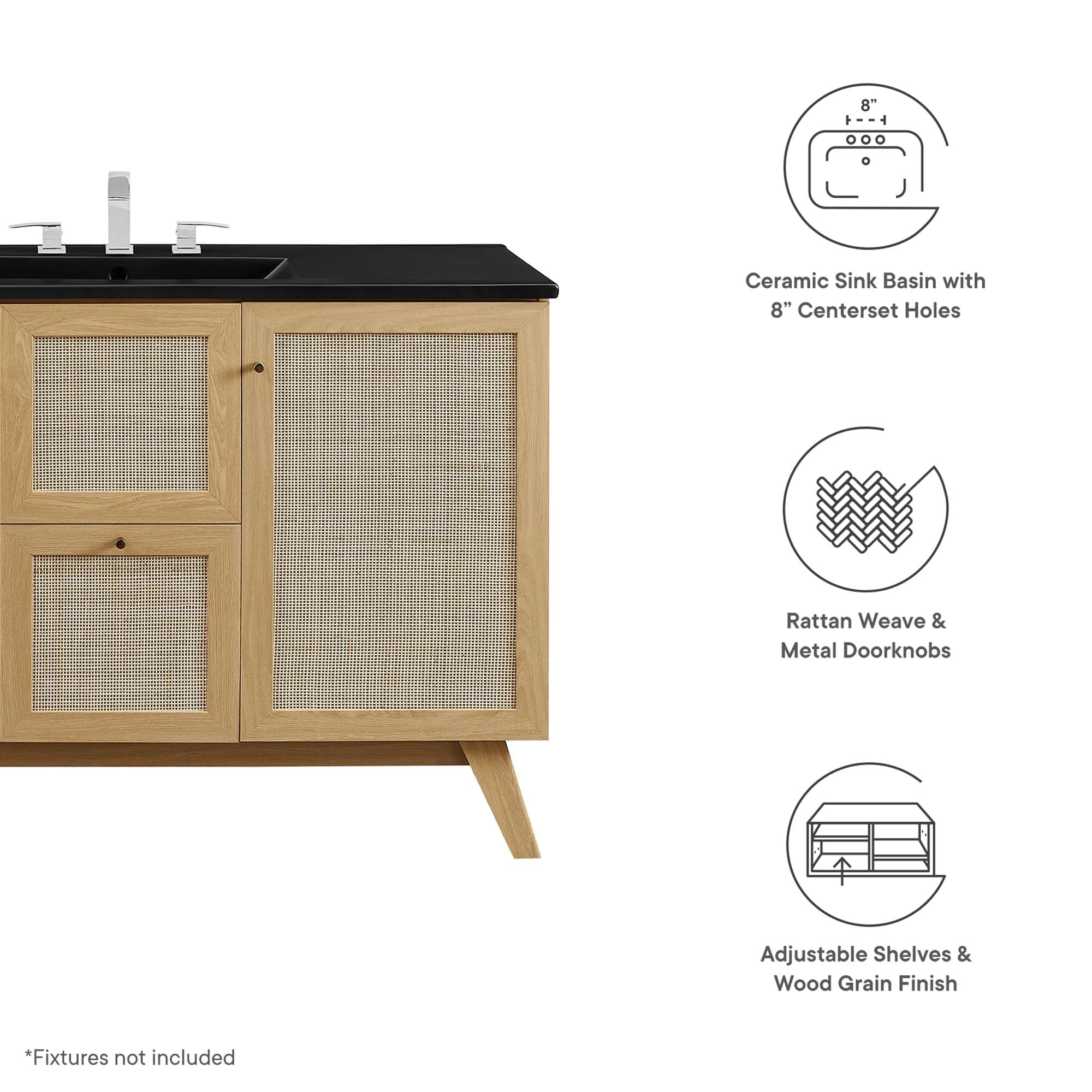Soma 48" Single Sink Bathroom Vanity - Oak Black