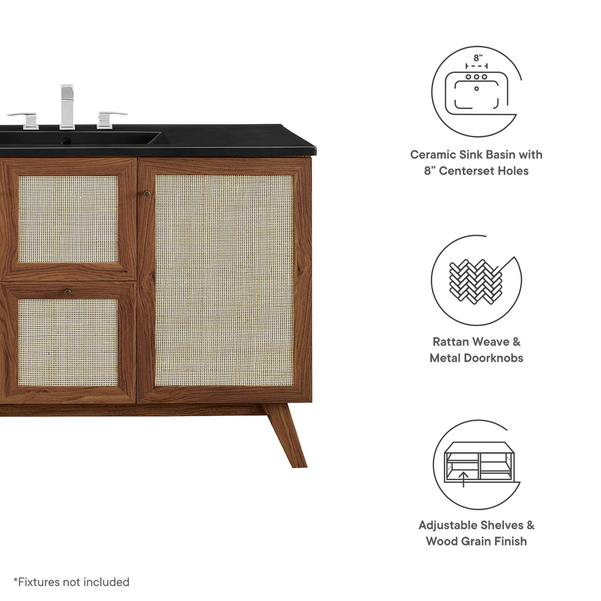 Soma 48" Single Sink Bathroom Vanity - Walnut Black