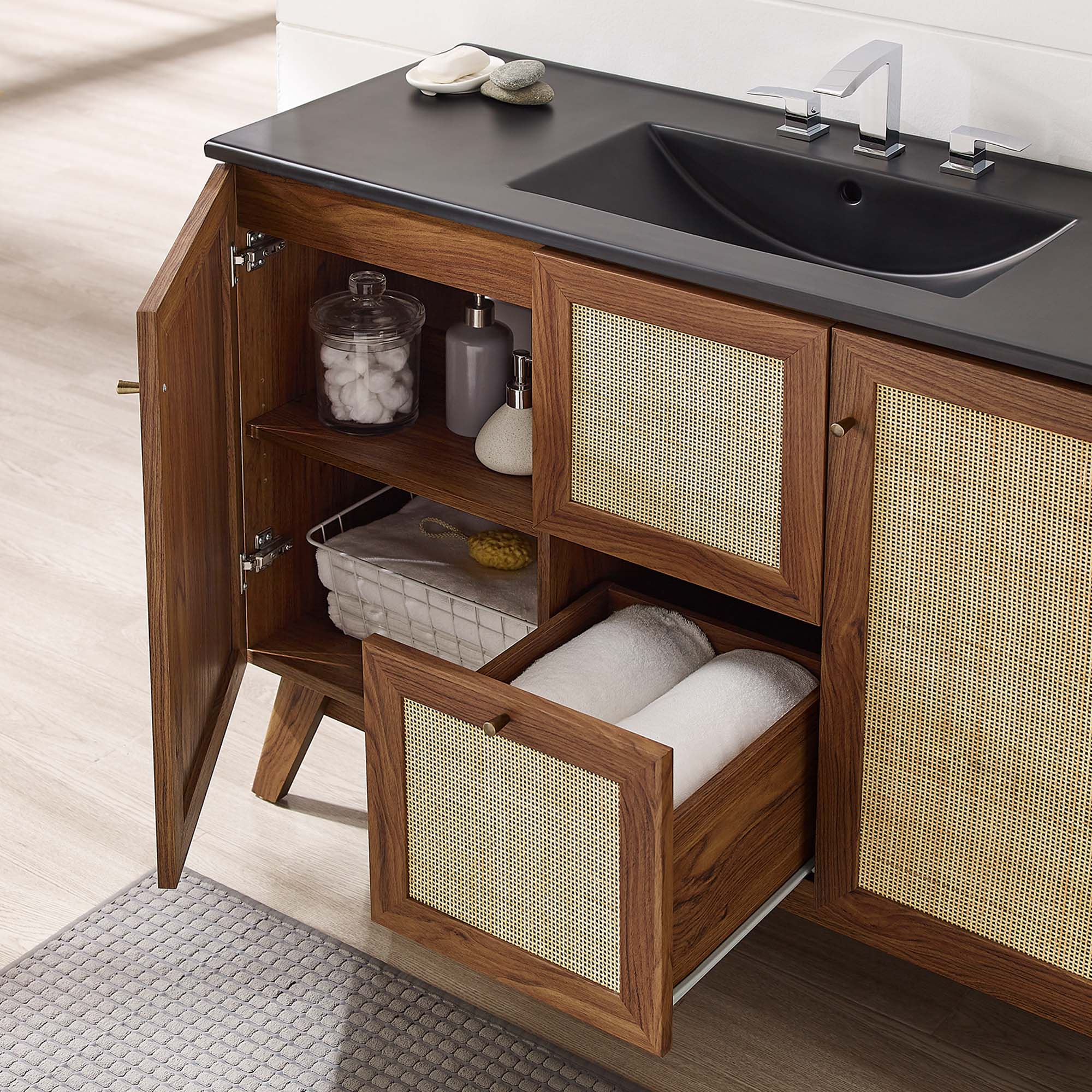 Soma 48" Single Sink Bathroom Vanity - Walnut Black