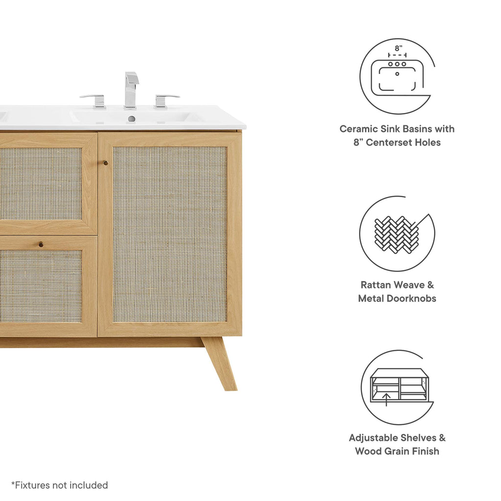 Soma 48" Double Sink Bathroom Vanity - Oak White