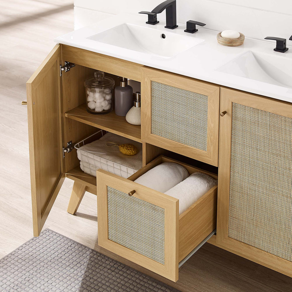 Soma 48" Double Sink Bathroom Vanity - Oak White