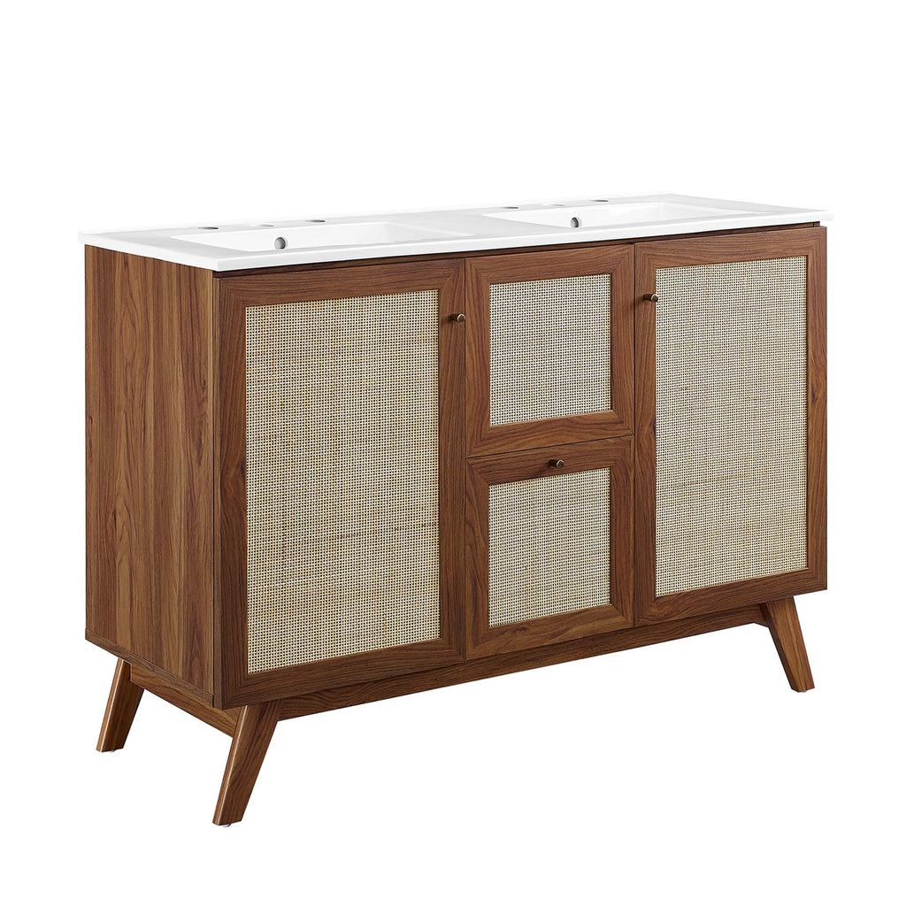 Soma 48" Double Sink Bathroom Vanity - Walnut White