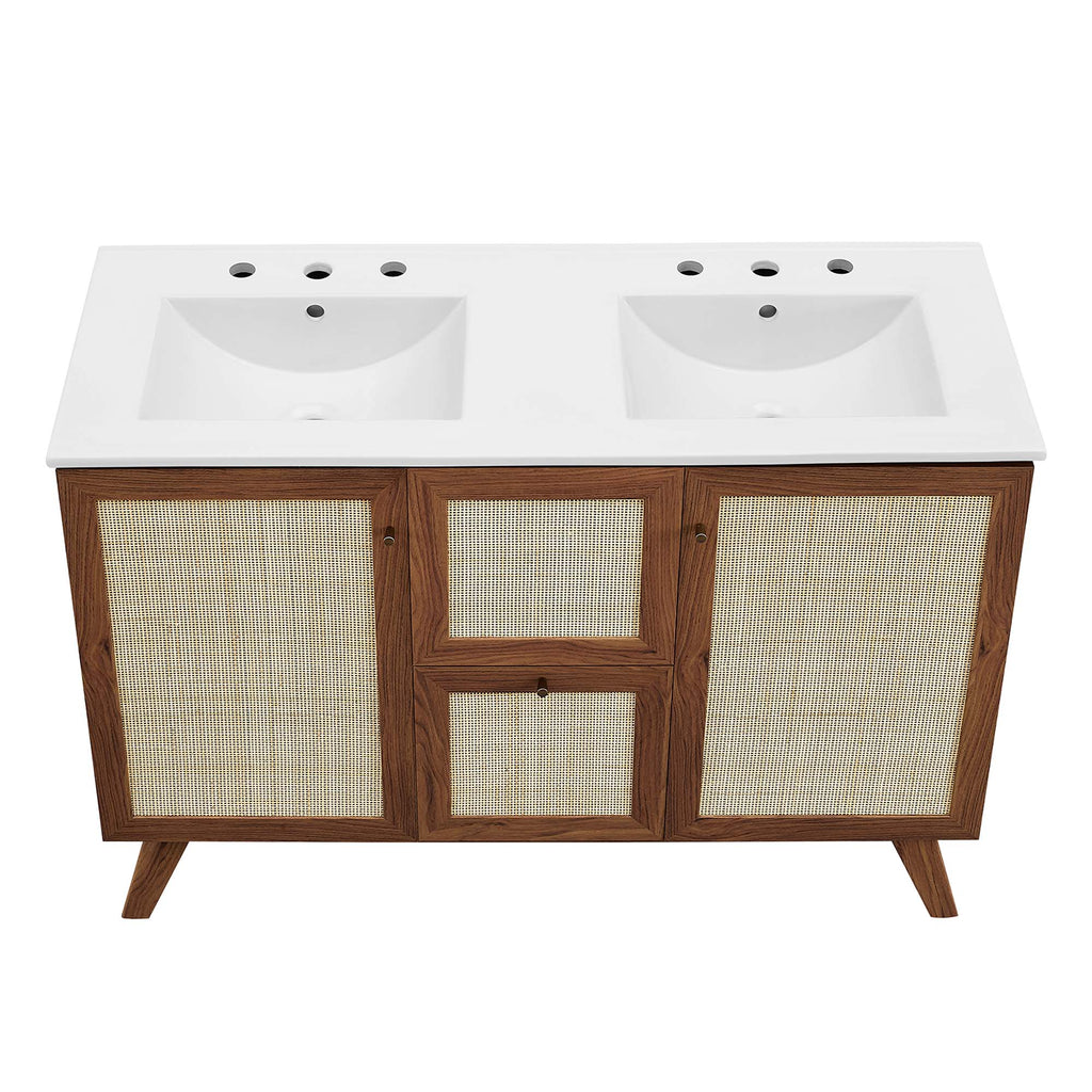 Soma 48" Double Sink Bathroom Vanity - Walnut White