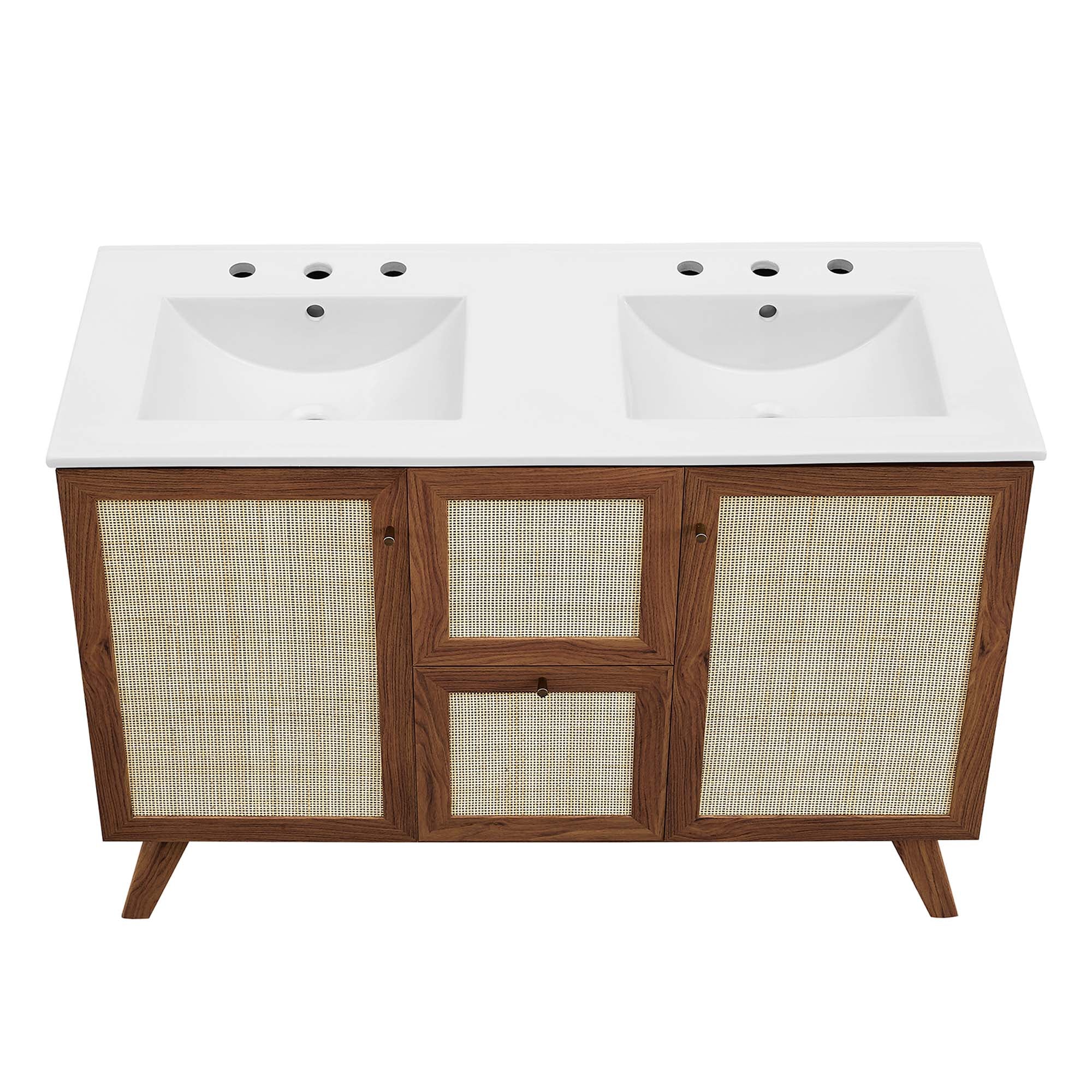 Soma 48" Double Sink Bathroom Vanity - Walnut White