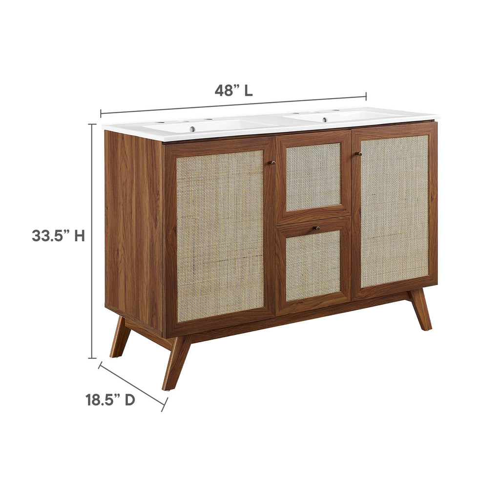 Soma 48" Double Sink Bathroom Vanity - Walnut White