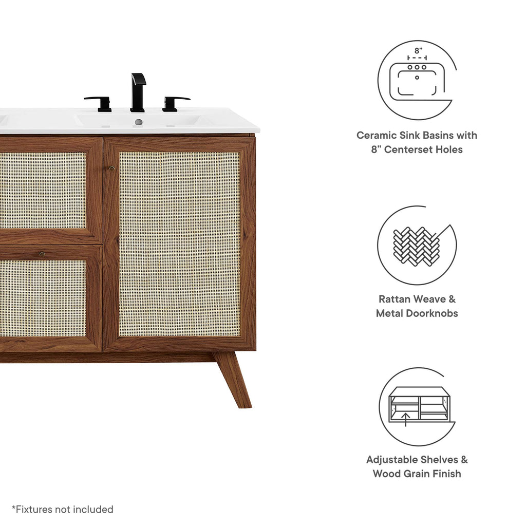 Soma 48" Double Sink Bathroom Vanity - Walnut White