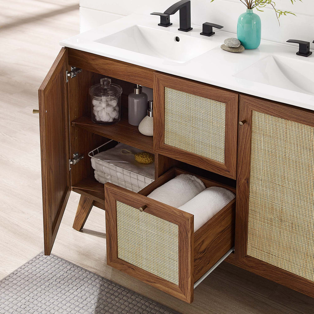 Soma 48" Double Sink Bathroom Vanity - Walnut White