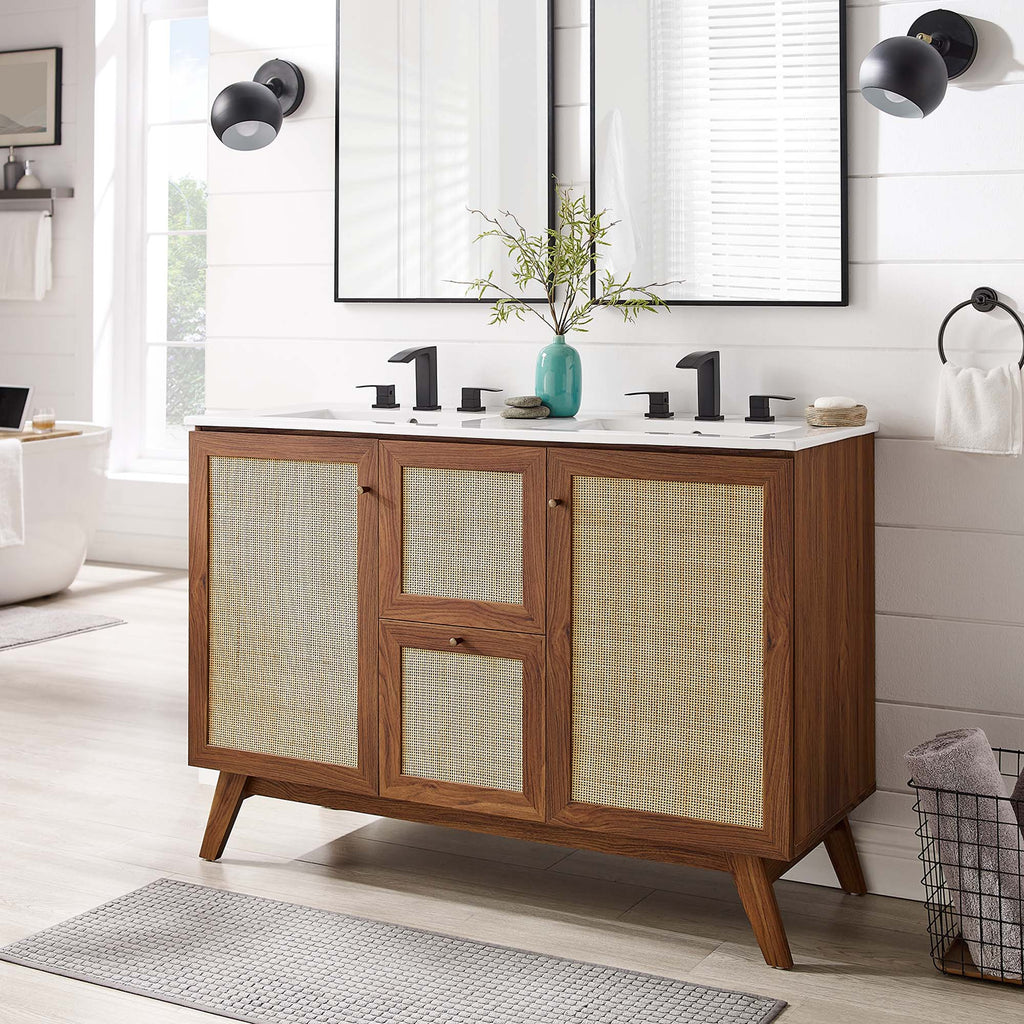 Soma 48" Double Sink Bathroom Vanity - Walnut White