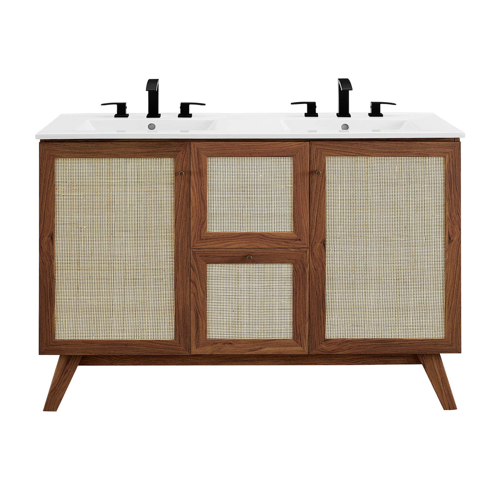 Soma 48" Double Sink Bathroom Vanity - Walnut White