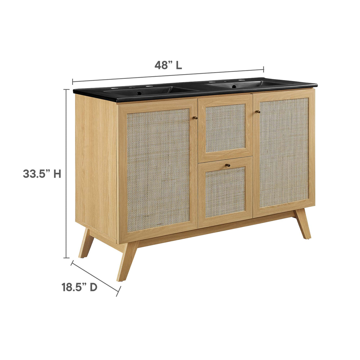 Soma 48" Double Sink Bathroom Vanity - Oak Black