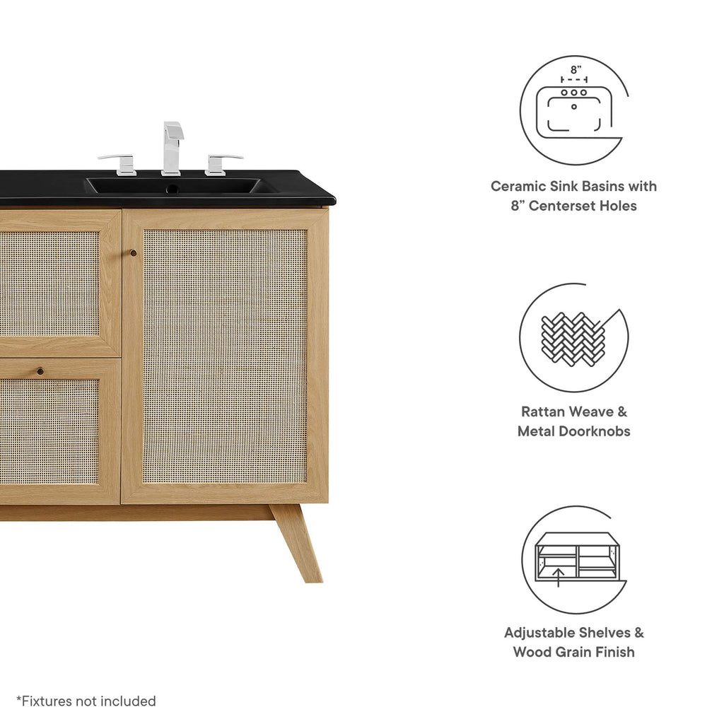 Soma 48" Double Sink Bathroom Vanity - Oak Black