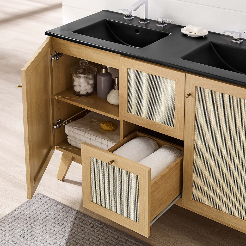 Soma 48" Double Sink Bathroom Vanity - Oak Black
