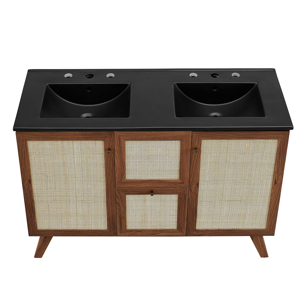 Soma 48" Double Sink Bathroom Vanity - Walnut Black