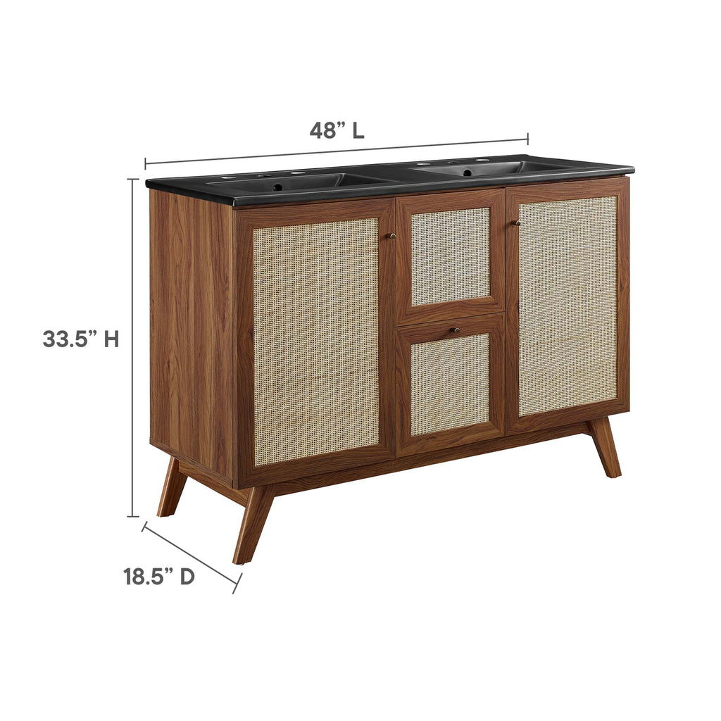 Soma 48" Double Sink Bathroom Vanity - Walnut Black