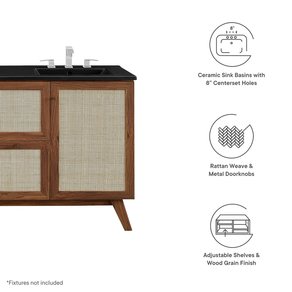 Soma 48" Double Sink Bathroom Vanity - Walnut Black