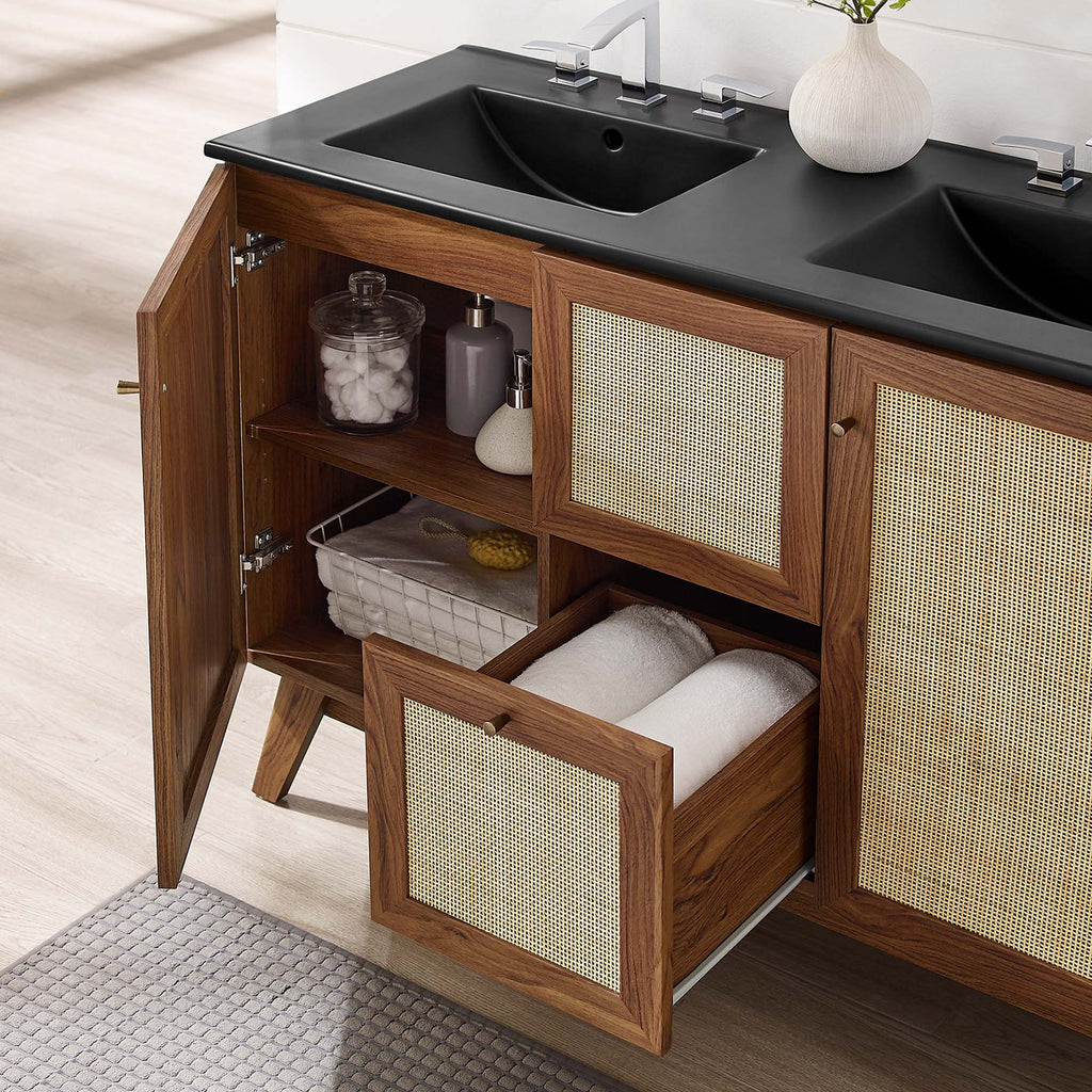 Soma 48" Double Sink Bathroom Vanity - Walnut Black