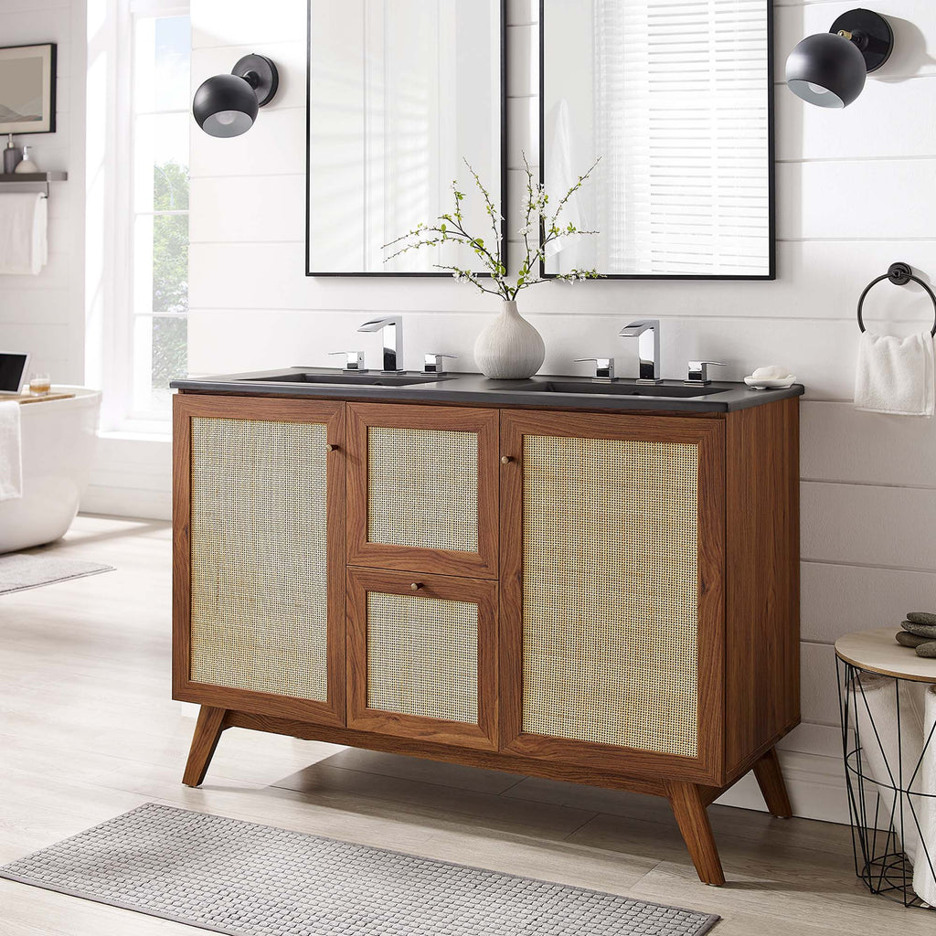 Soma 48" Double Sink Bathroom Vanity - Walnut Black
