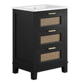 Dixie 24" Solid Wood Bathroom Vanity - Black White