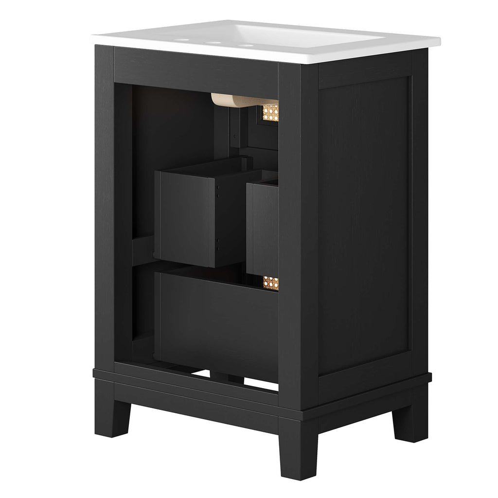 Dixie 24" Solid Wood Bathroom Vanity - Black White