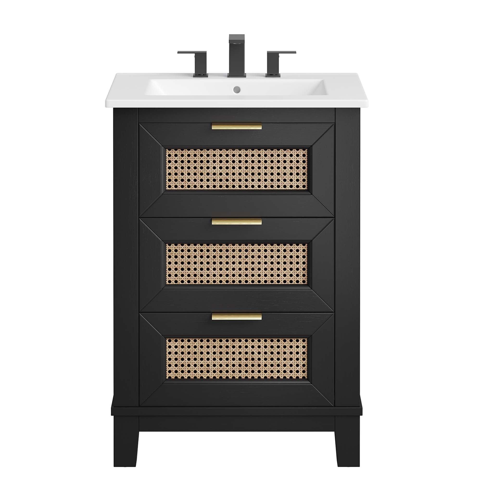 Dixie 24" Solid Wood Bathroom Vanity - Black White
