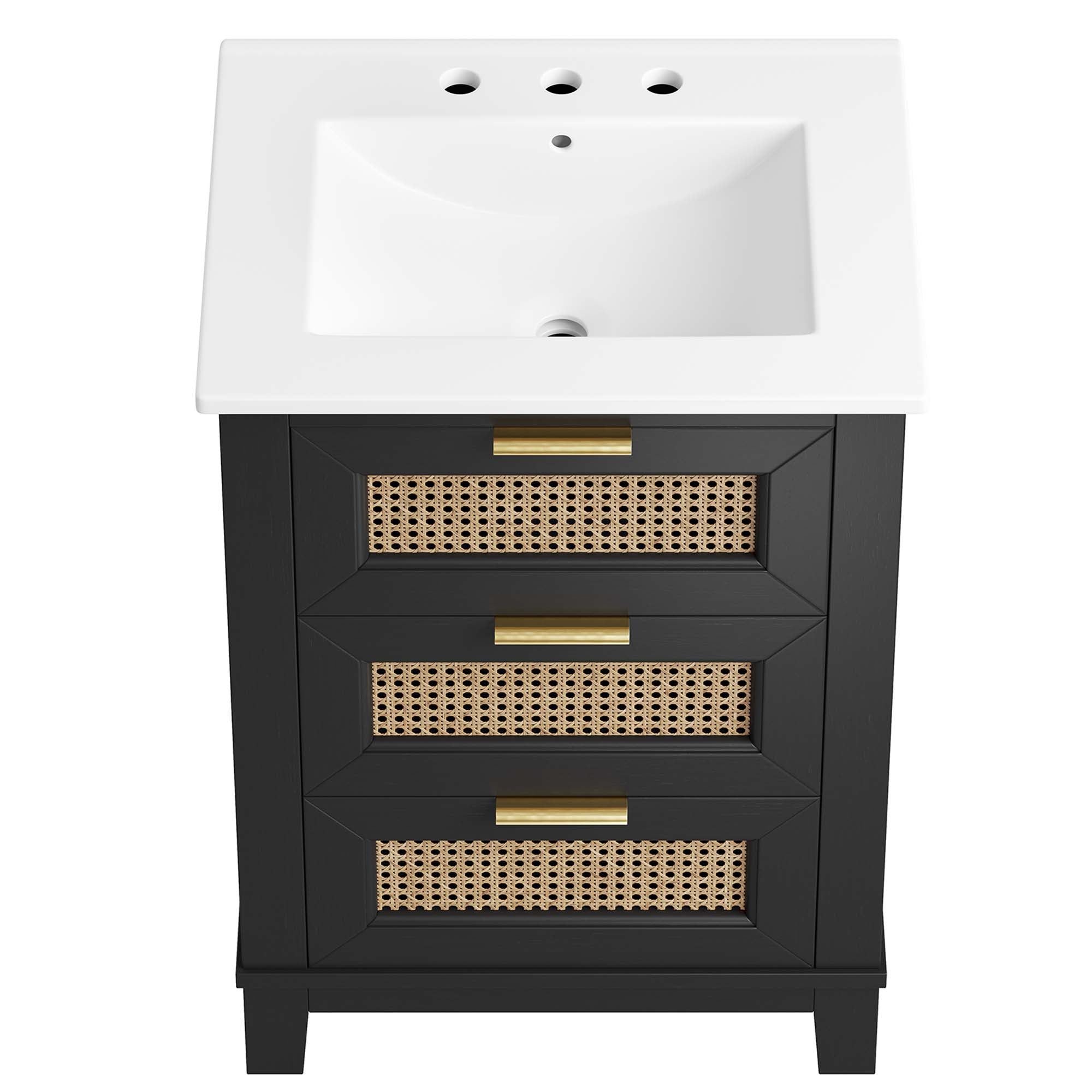 Dixie 24" Solid Wood Bathroom Vanity - Black White