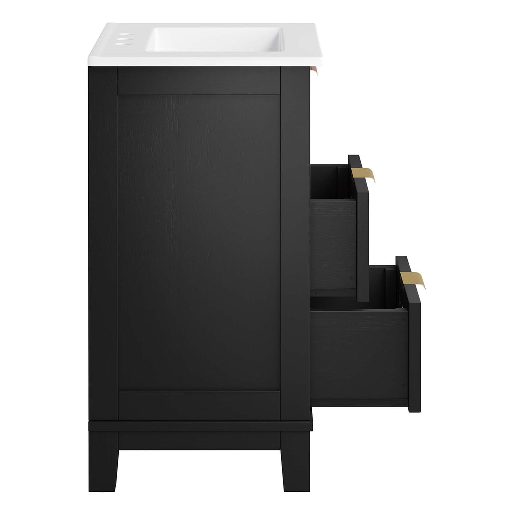 Dixie 24" Solid Wood Bathroom Vanity - Black White