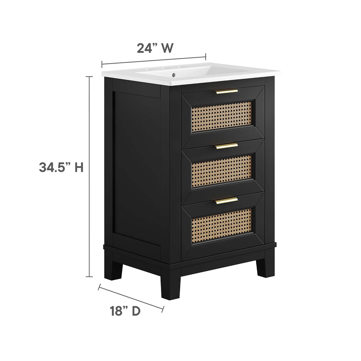 Dixie 24" Solid Wood Bathroom Vanity - Black White