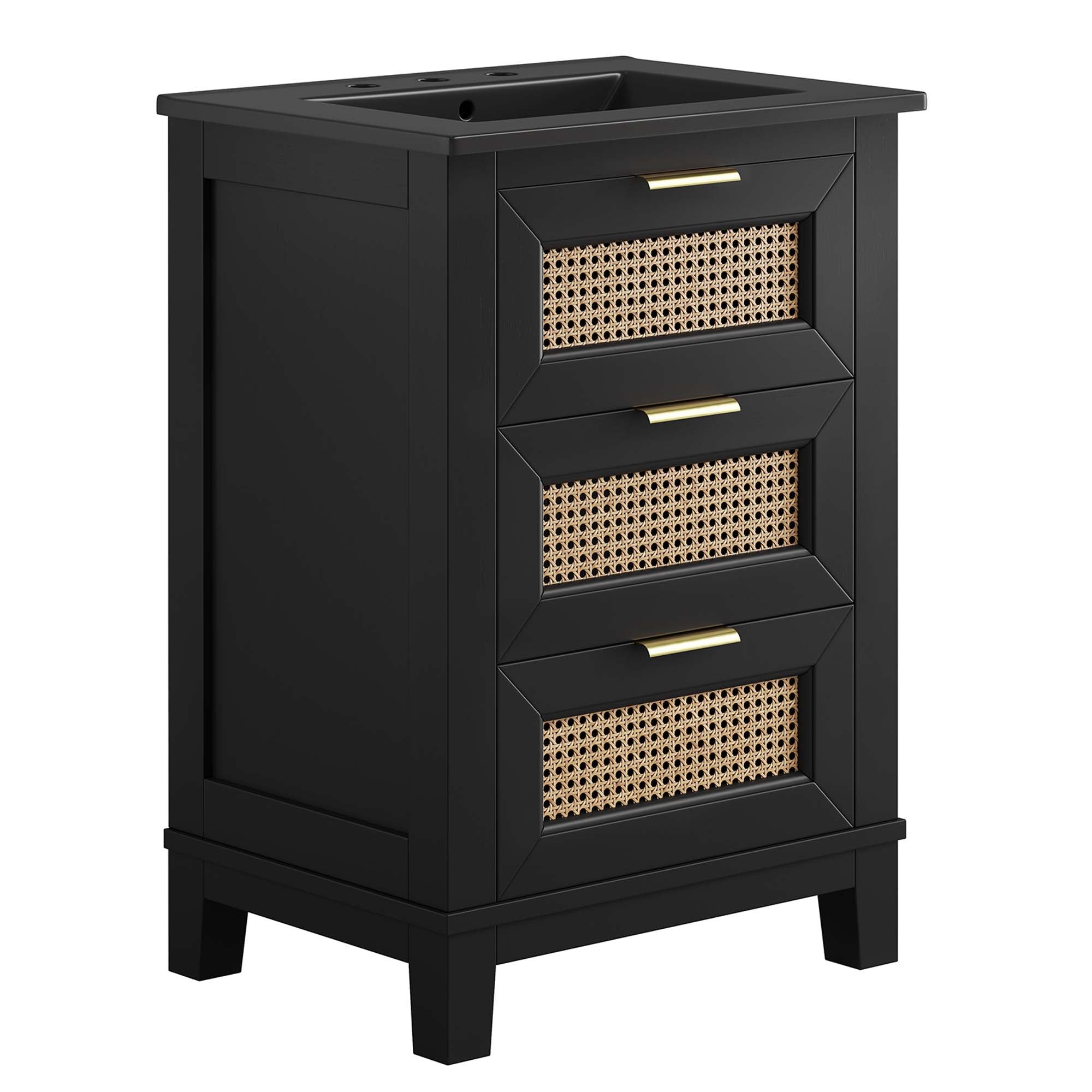 Dixie 24" Solid Wood Bathroom Vanity Cabinet - Black Black
