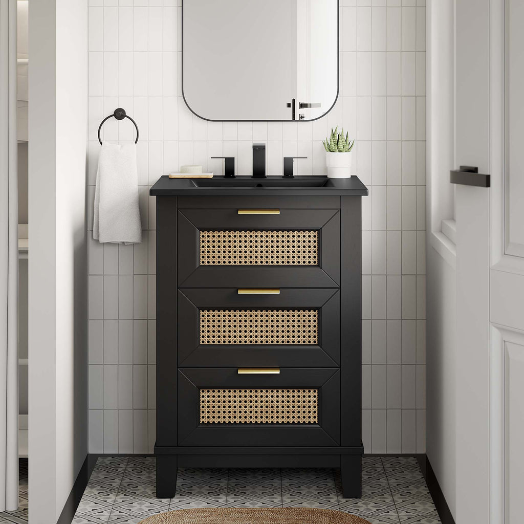 Dixie 24" Solid Wood Bathroom Vanity Cabinet - Black Black