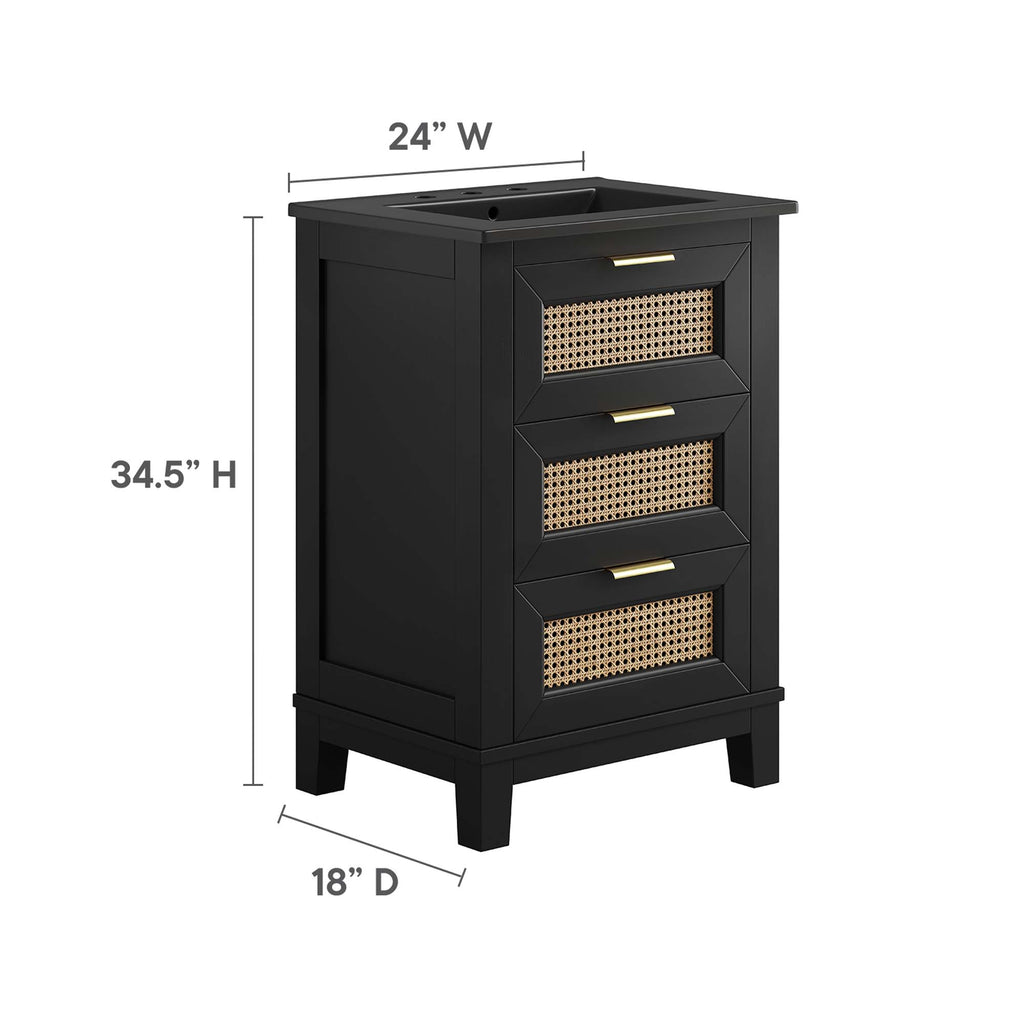 Dixie 24" Solid Wood Bathroom Vanity Cabinet - Black Black