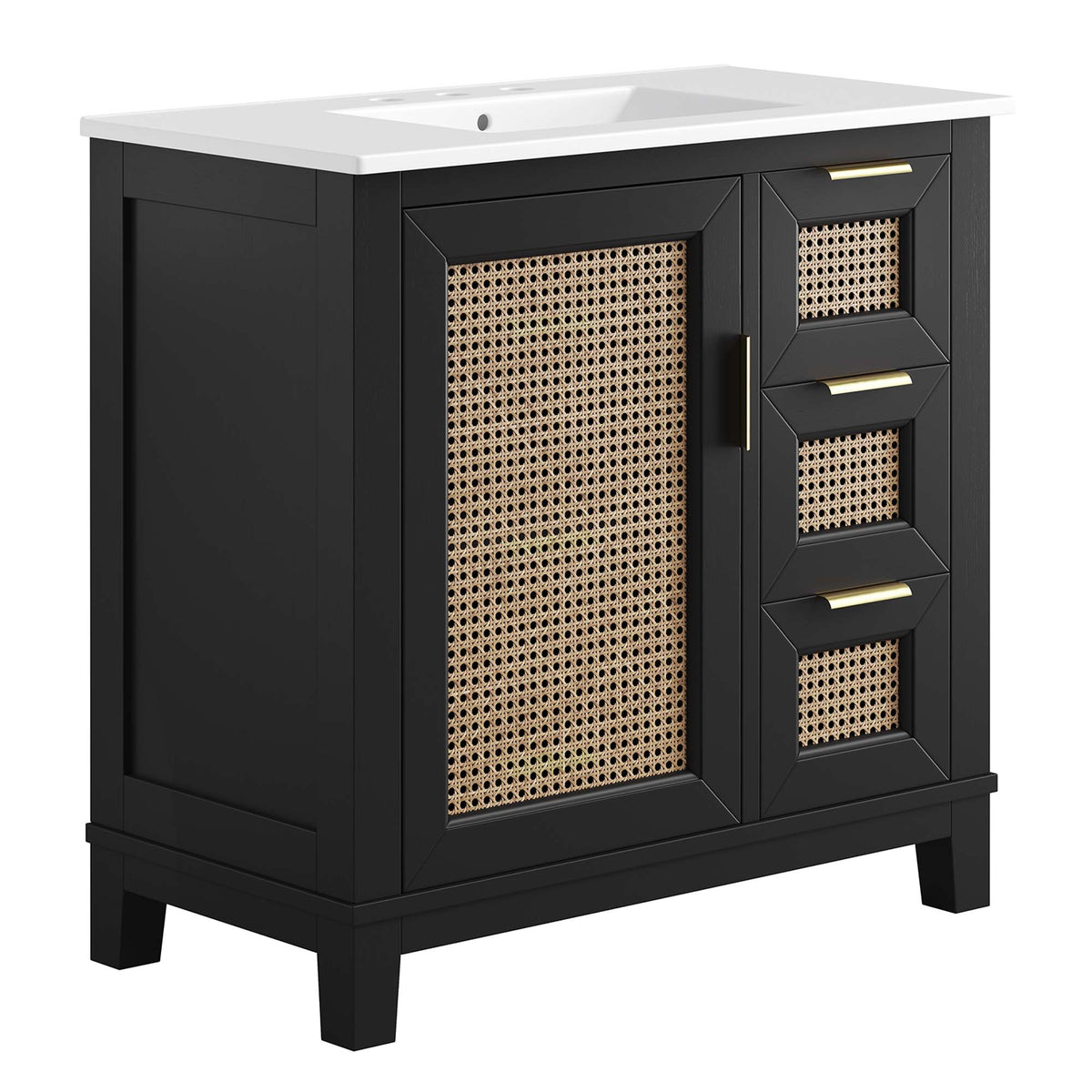 Dixie 36" Solid Wood Bathroom Vanity Cabinet - Black White