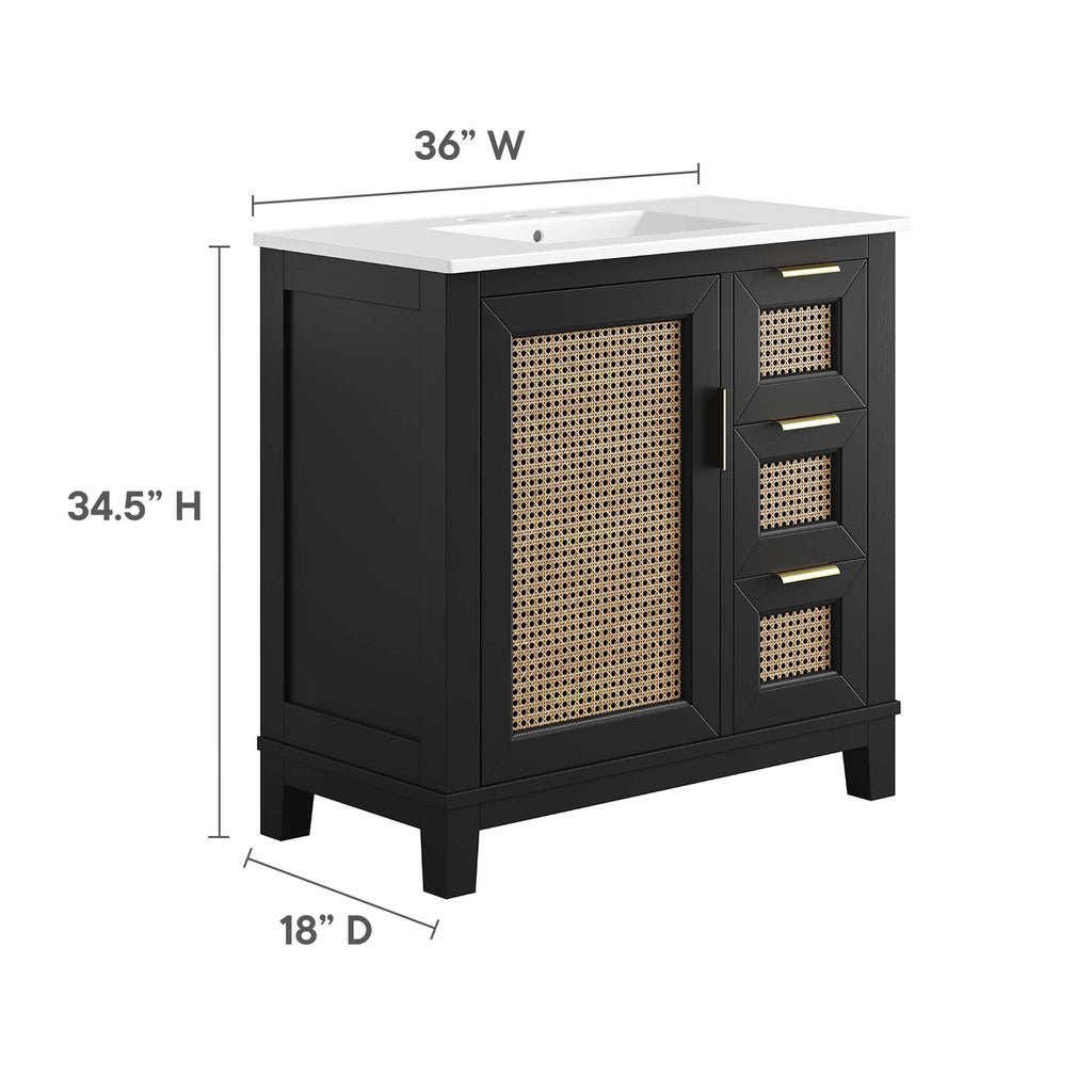 Dixie 36" Solid Wood Bathroom Vanity Cabinet - Black White