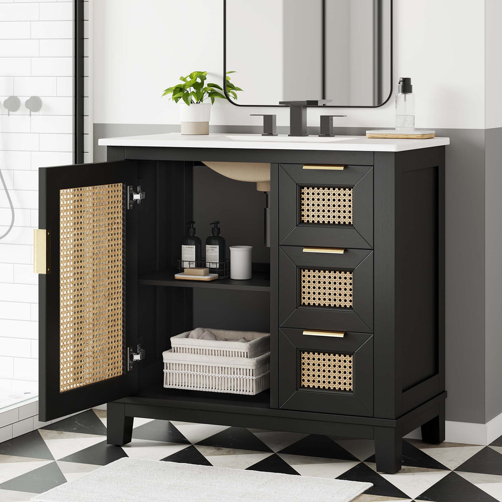 Dixie 36" Solid Wood Bathroom Vanity Cabinet - Black White